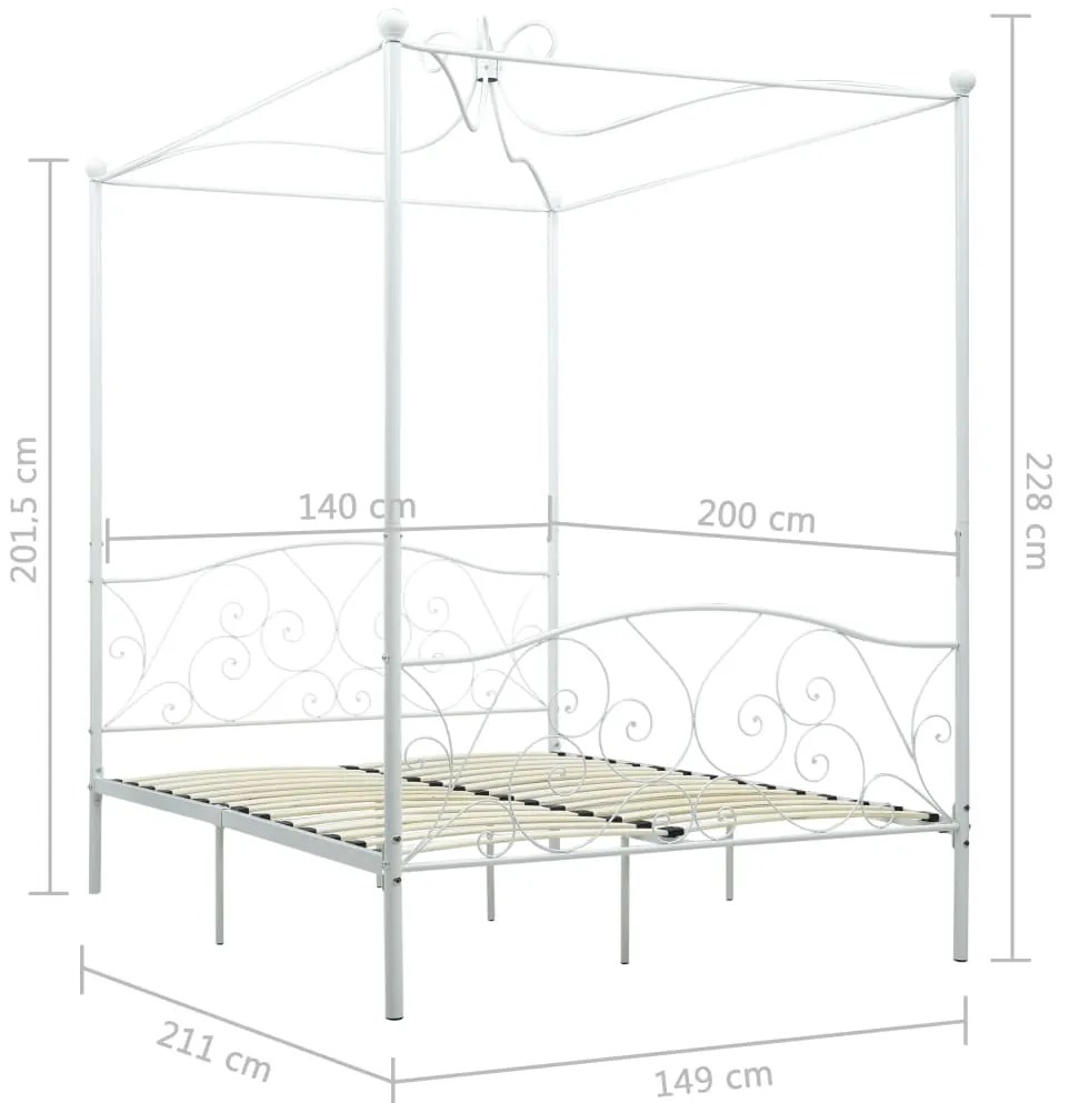 Estrutura de cama com dossel metal 140x200 cm branco