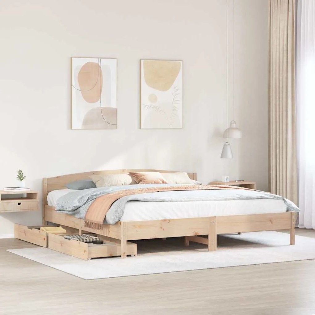 vidaXL Cama sem colchão 200x200 cm madeira de pinho maciça