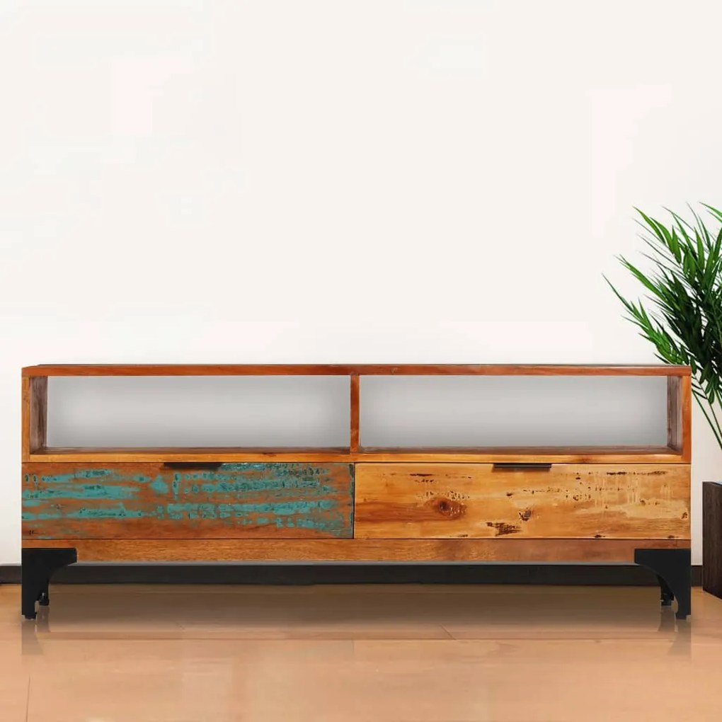 Móvel de TV 118x35x45 cm madeira recuperada maciça