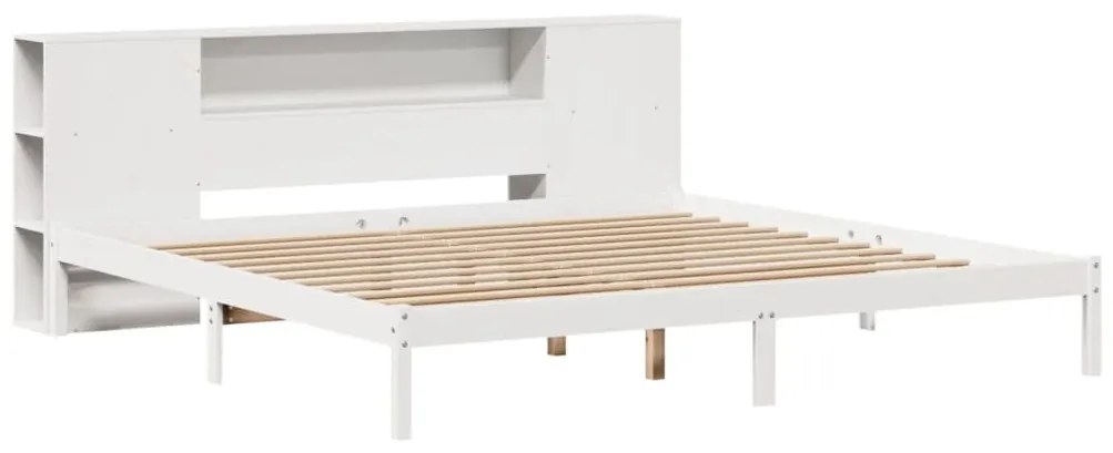 Cama com estante sem colchão 180x200 cm pinho maciço branco