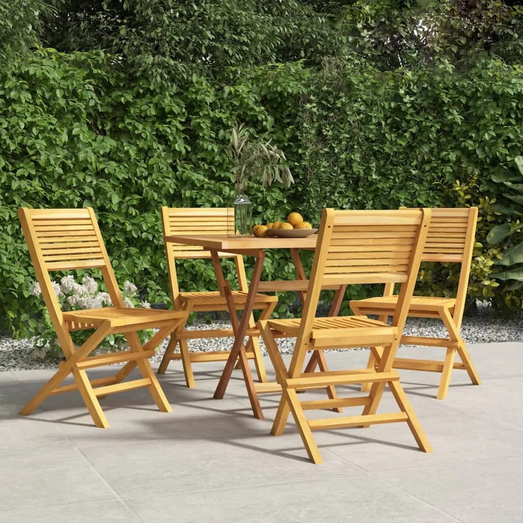vidaXL Cadeiras de jardim dobráveis 4 pcs 47x62x90 cm teca maciça