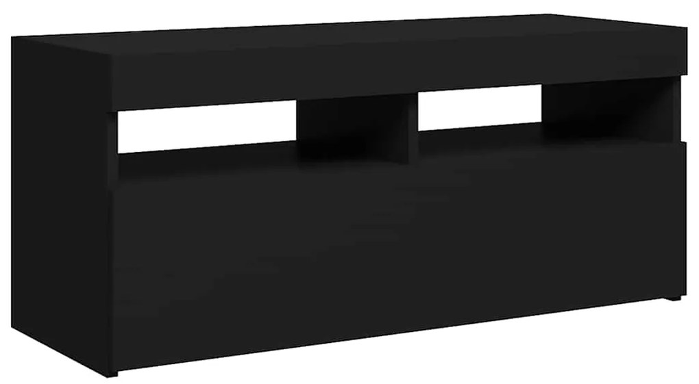 Móvel de TV com luzes LED 90x35x40 cm preto