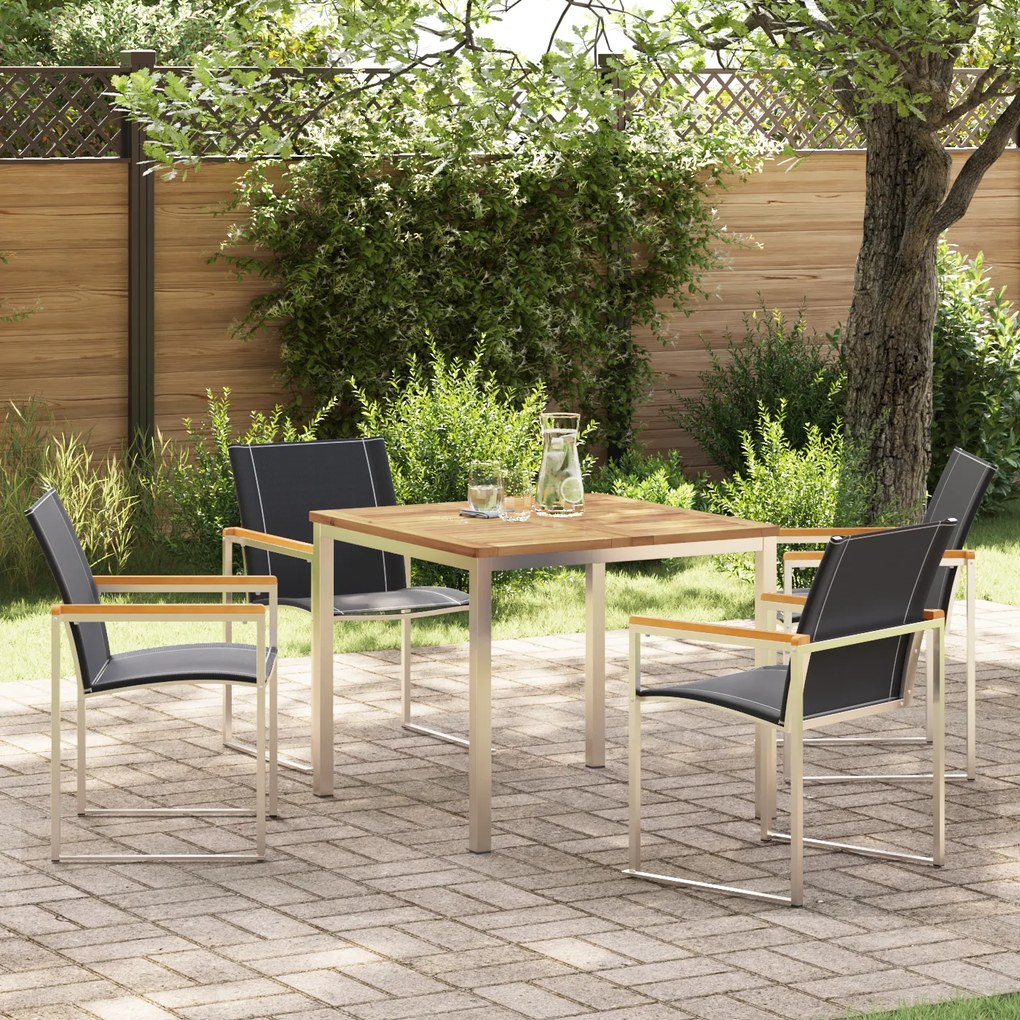 Conjunto de Jantar de 5 Peças para Jardim em Madeira de Acácia