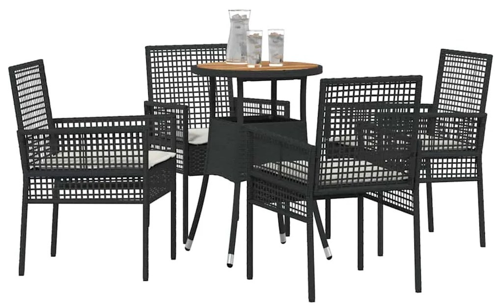 Conjunto de Jantar de Jardim de 5 Peças em Rattan Sintético Preto