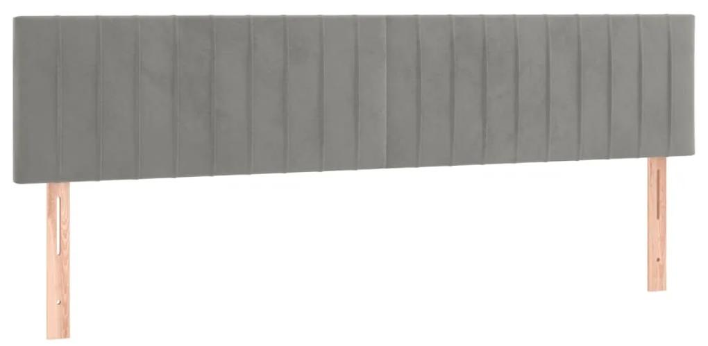 Cama com molas/colchão 180x200 cm veludo cinzento-claro