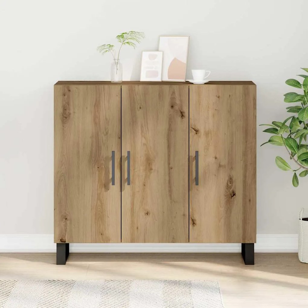 Sideboard vidaXL com 3 portas em Carvalho Artisan 90x34x80 cm em Madei