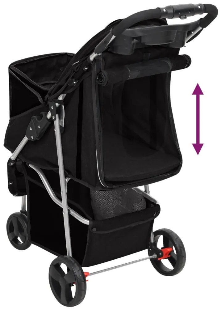 Carrinho dobrável para cães 80x46x98 cm tecido oxford preto