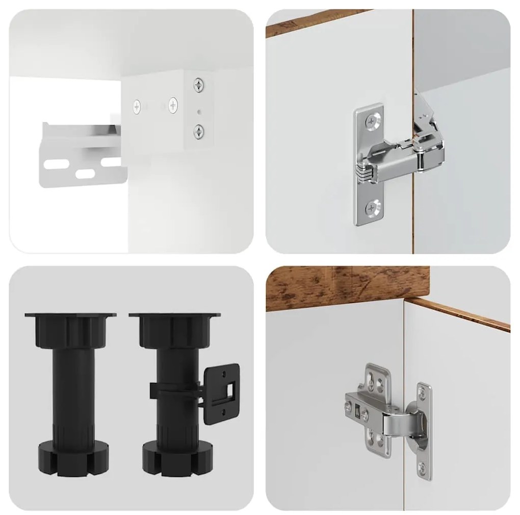 4 peças armário de cozinha conjunto Kalmar madeira velha