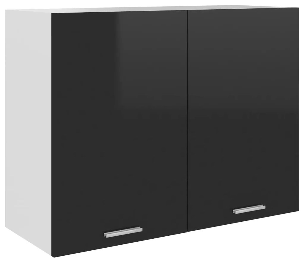 801282 vidaXL Armário de parede 80x31x60 cm contraplacado preto brilhante