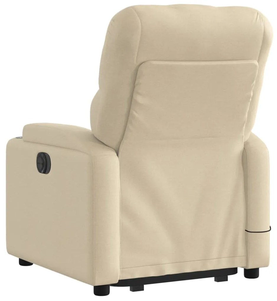 Poltrona elétrica elevatória massagens tecido creme