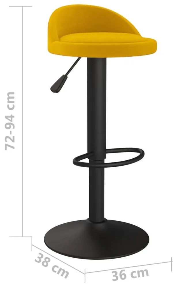 Bancos de bar 2 pcs veludo amarelo