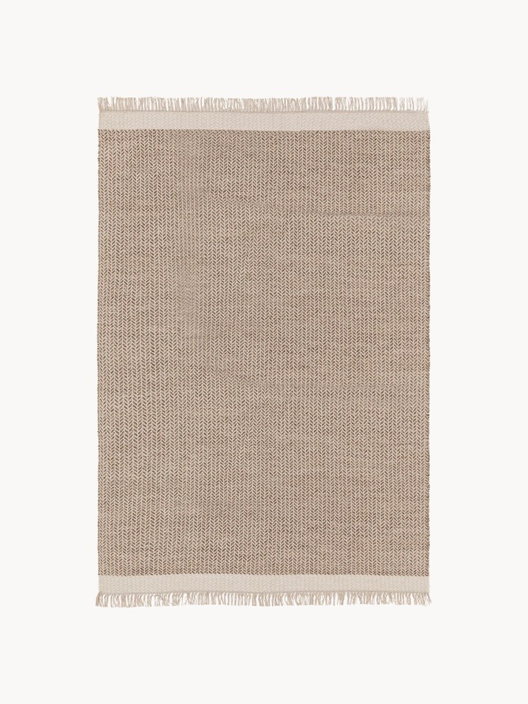 Tapete em lã artesanal com franjas Kim