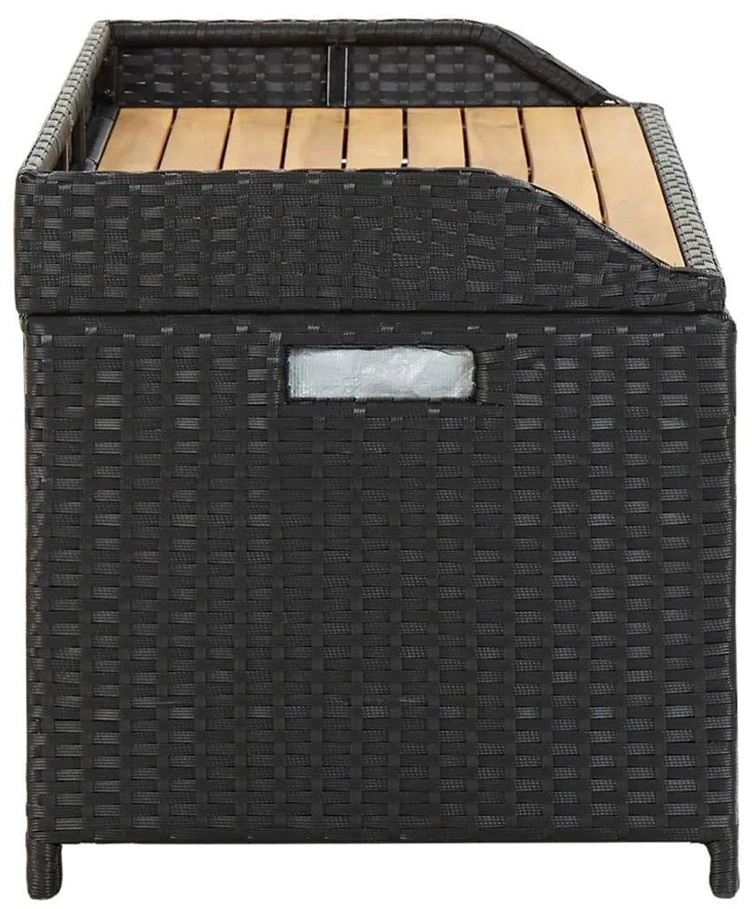 Banco de jardim c/ arrumação 120 cm vime PE preto