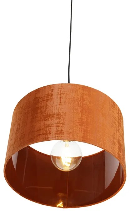 Candeeiro de suspensão moderno preto com cúpula laranja 35 cm - Combi Moderno