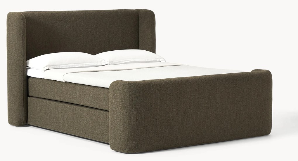 Cama Boxspring em bouclé Perla