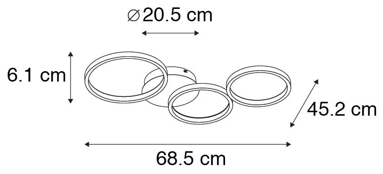 Candeeiro de teto design branco com LED 3-passos regulável 3 luzes - Pande