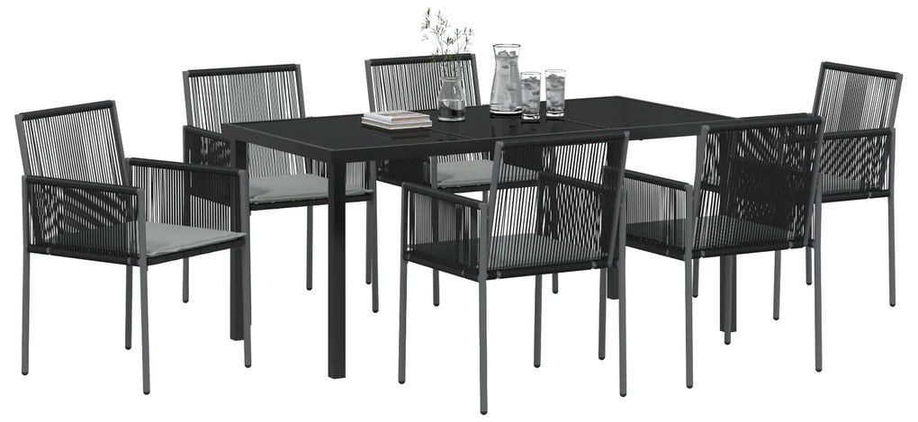 Conjunto de Jantar de Jardim de 7 Peças com Almofadas em Rattan de Pol