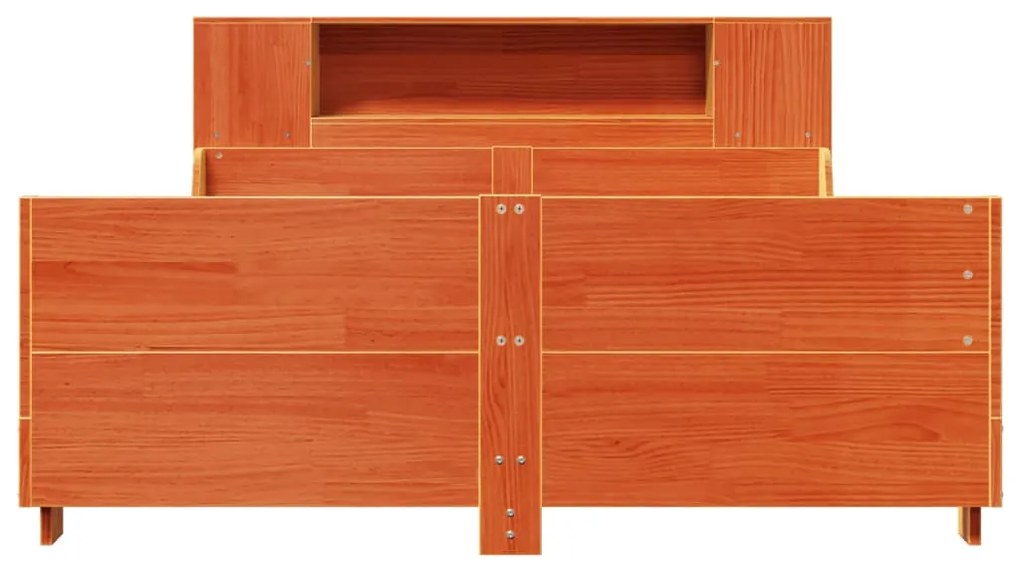 Cama sem colchão 120x190 cm madeira pinho maciça castanho-mel