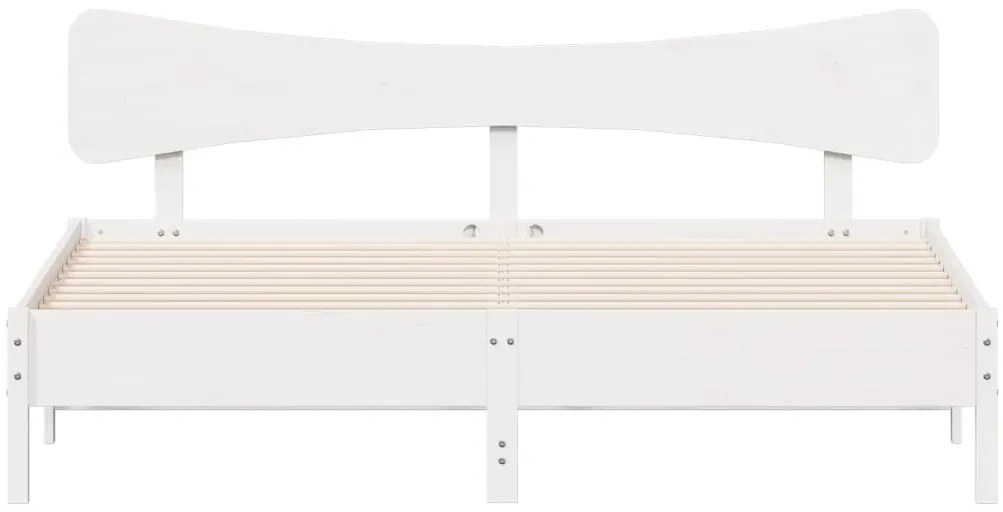 Cama sem colchão 160x200 cm madeira de pinho maciça branco