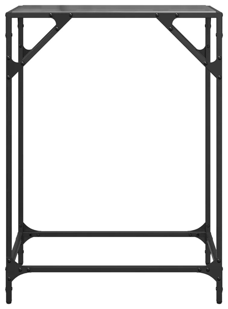 Mesa consola com tampo em vidro preto 60x35x81 cm aço