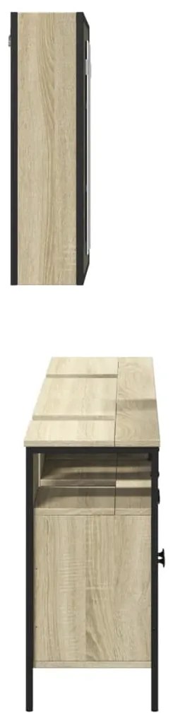 3 pcs conj. móveis casa banho derivados madeira carvalho sonoma