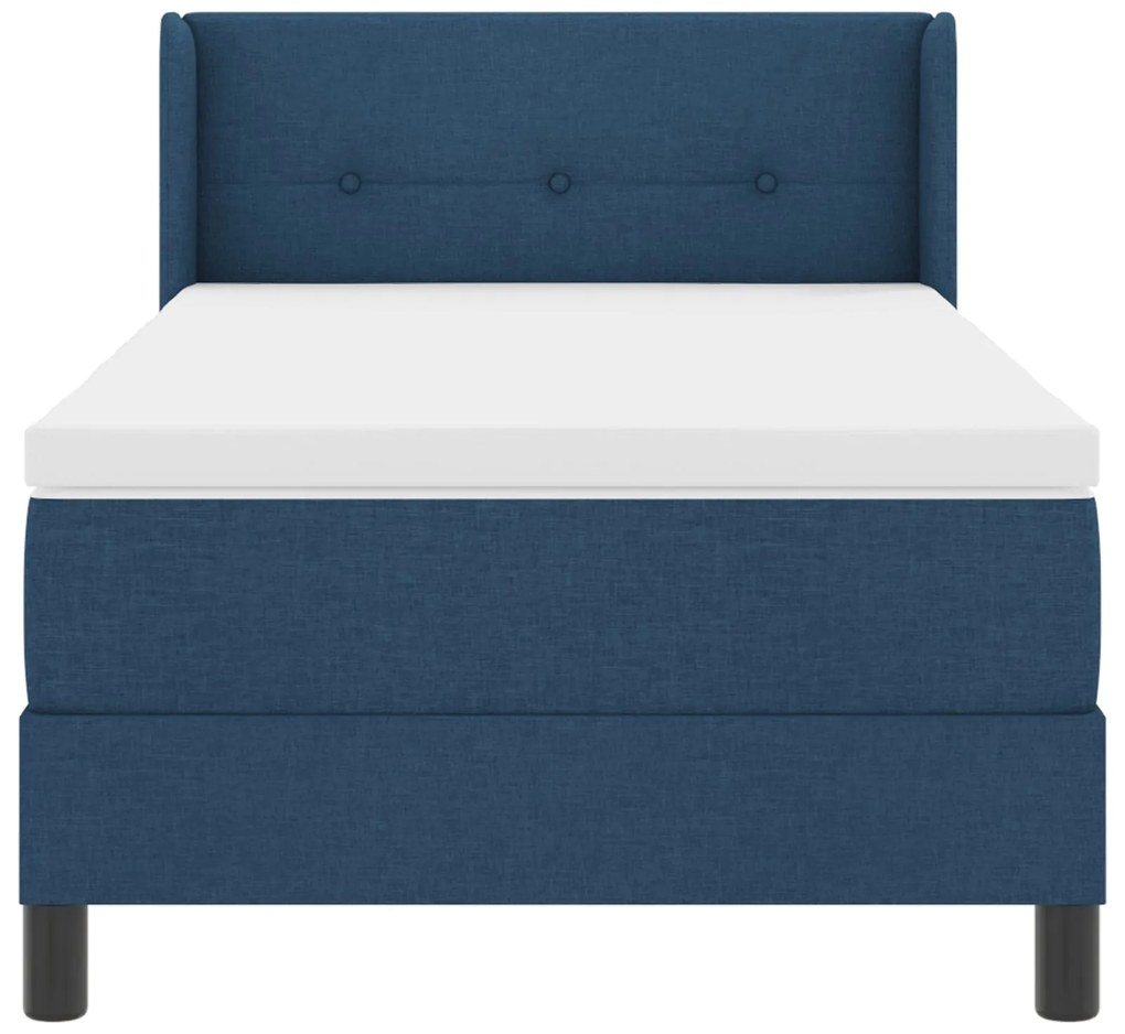 Cama Box Spring vidaXL com Colchão Azul 90x190 cm Tecido, Cabeceira Bo