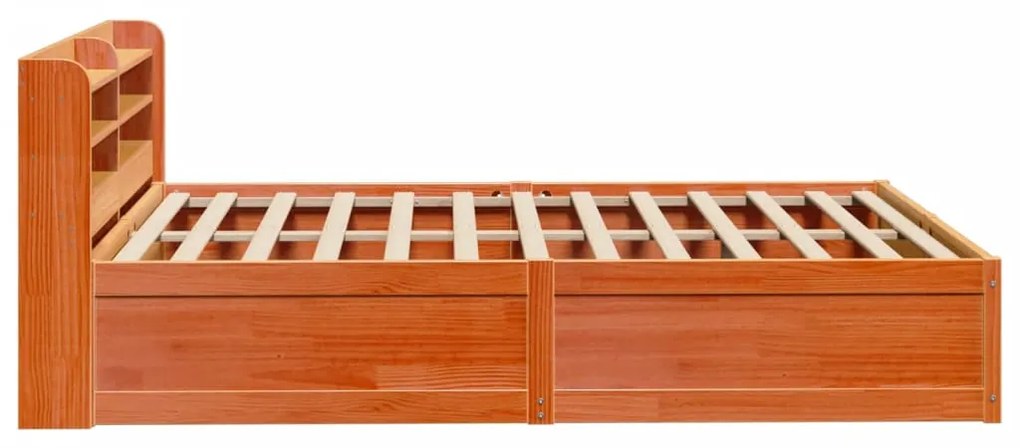Estrutura cama c/ cabeceira 160x200cm pinho maciço castanho-mel