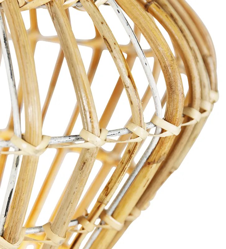 Candeeiro de pé rústico tripé bambu com branco - Canna Diamond