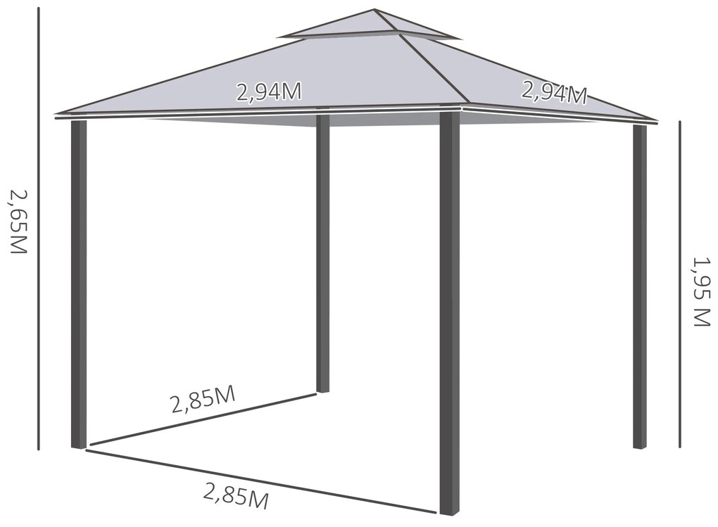 Outsunny Pérgola de Jardim 294x294x265cm Pérgola de Exterior com Duplo