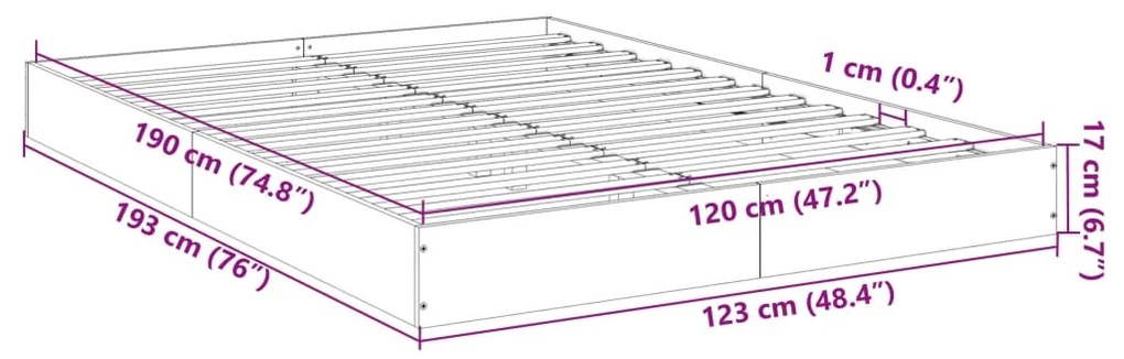 Estrutura de cama 120x190 cm derivados de madeira cinza cimento