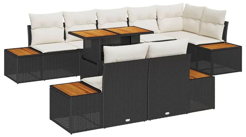 Conjunto de Jantar de Jardim com 9 Peças e Almofadas
