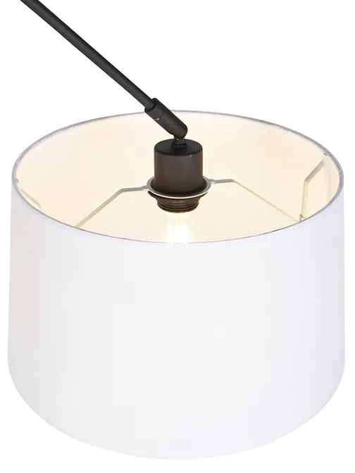 Candeeiro de suspensão preto com abajur de linho branco 35 cm - Blitz
