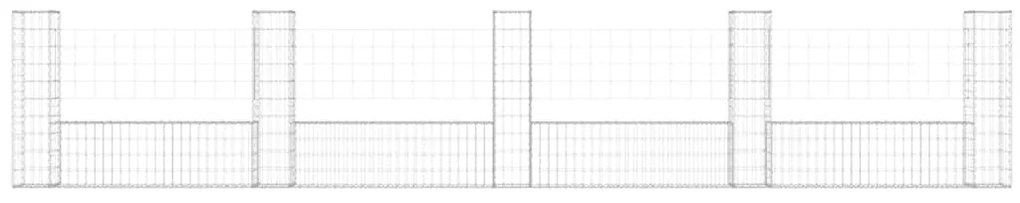 Cesto gabião em forma de U c/ 5 postes 500x20x100 cm ferro