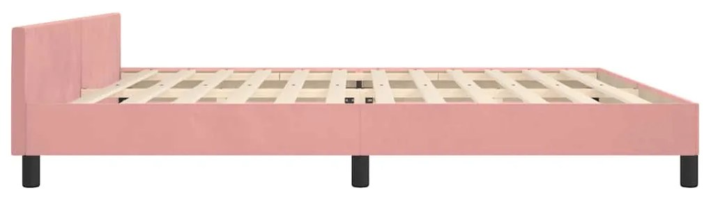 Estrutura cama c/ cabeceira sem colchão 200x200 cm veludo rosa