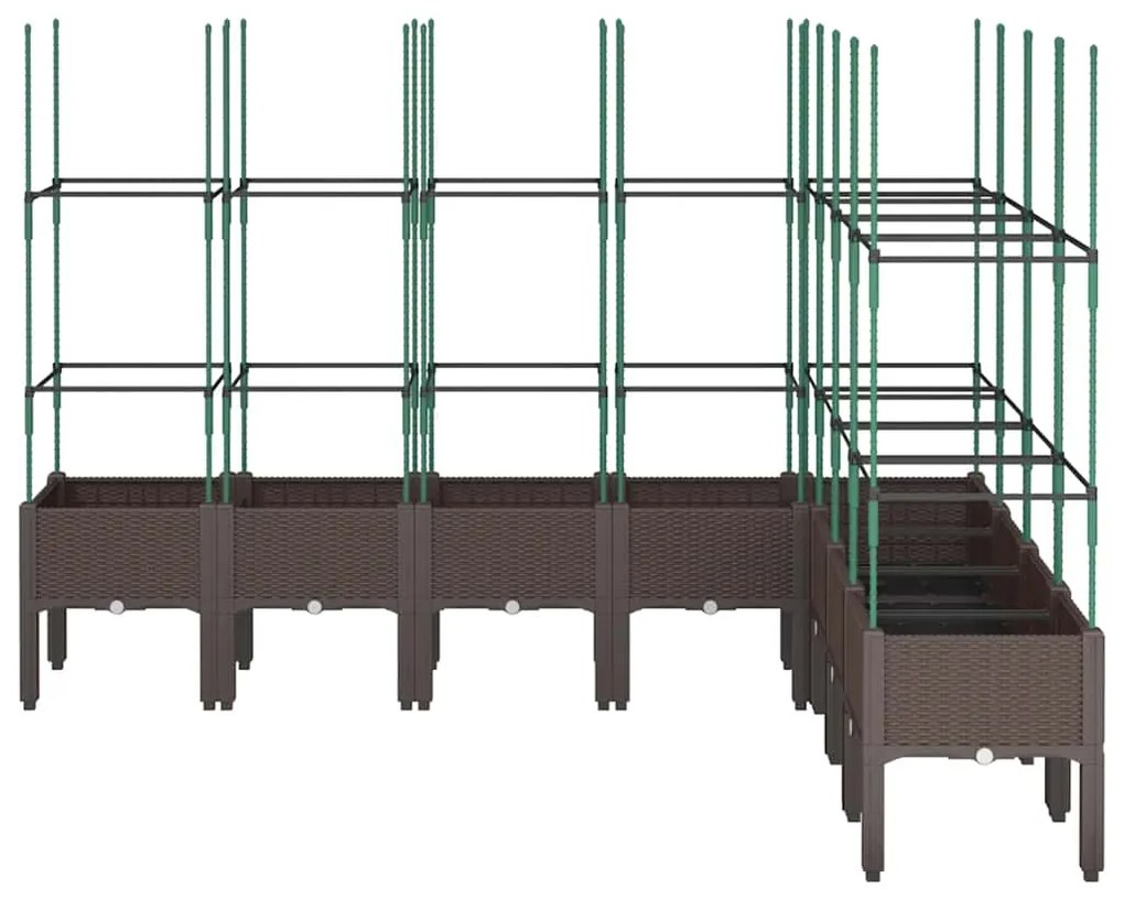 Vaso/floreira de jardim c/ treliça 200x160x142,5 cm PP castanho