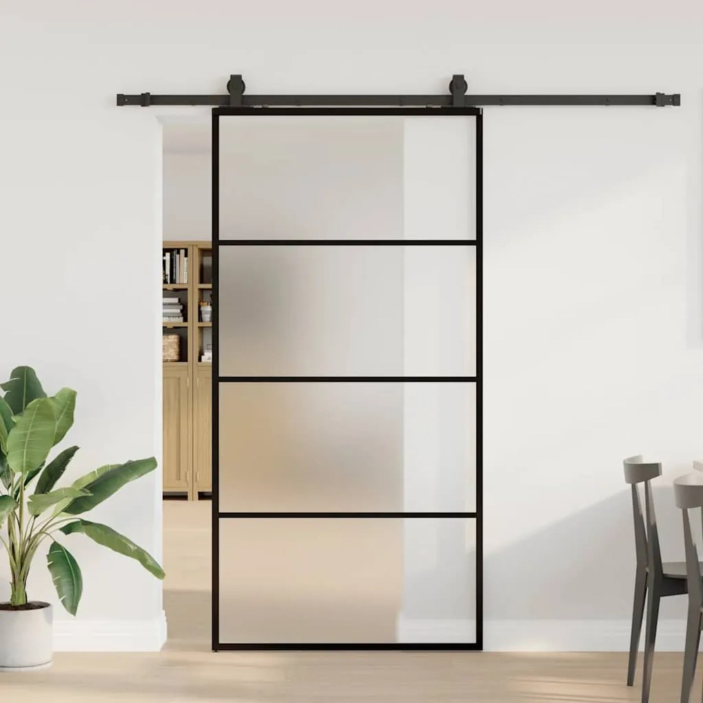 Porta deslizante c/ conj ferragens 102x205cm vidro ESG preto