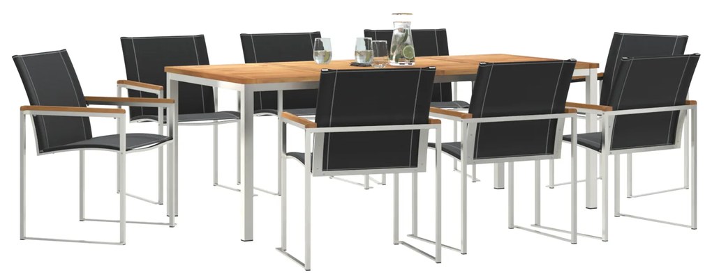 Conjunto de Jantar de 9 Peças vidaXL Madeira Sólida de Acácia