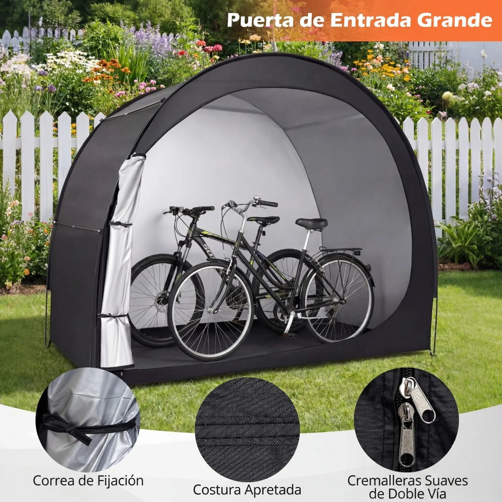 Abrigo para Bicicletas, 210 x 123 x 171 cm, Impermeável, Preto