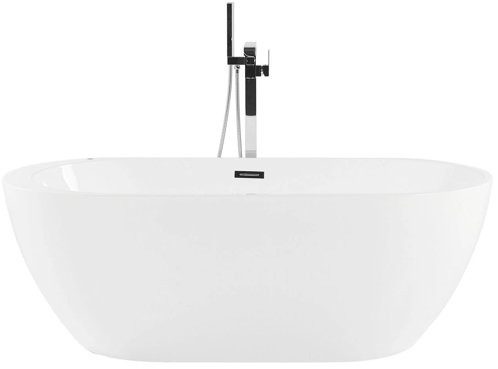 Banheira autónoma com hidromassagem e LEDs em acrílico branco 170 cm NEVIS III Beliani