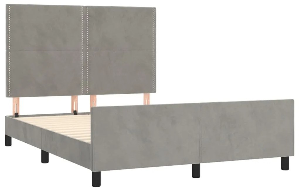 Estrutura de cama sem colchão 140x200 cm veludo cinzento-claro