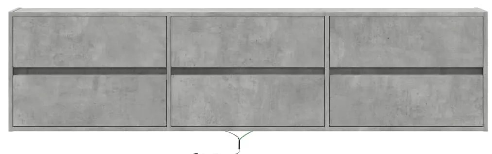 Móvel de parede p/ TV c/ luzes LED 180x31x45 cm cinza cimento