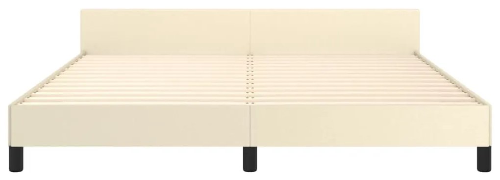 Estrutura de cama c/ cabeceira couro artificial 180x200cm creme