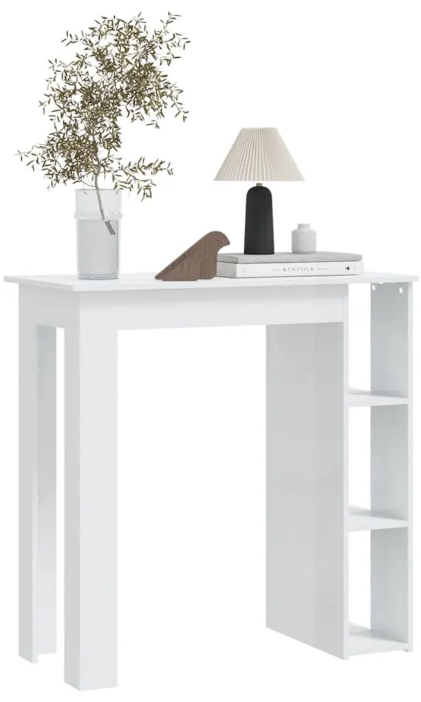 Mesa de Bar Turpe com 3 Prateleiras de 102 cm - Branco Brilhante - Des