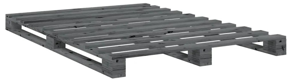 Estrutura de cama com cabeceira 160x200cm pinho maciço cinzento