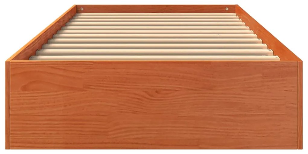 Cama sem colchão 75x190 cm madeira de pinho maciça castanho-mel