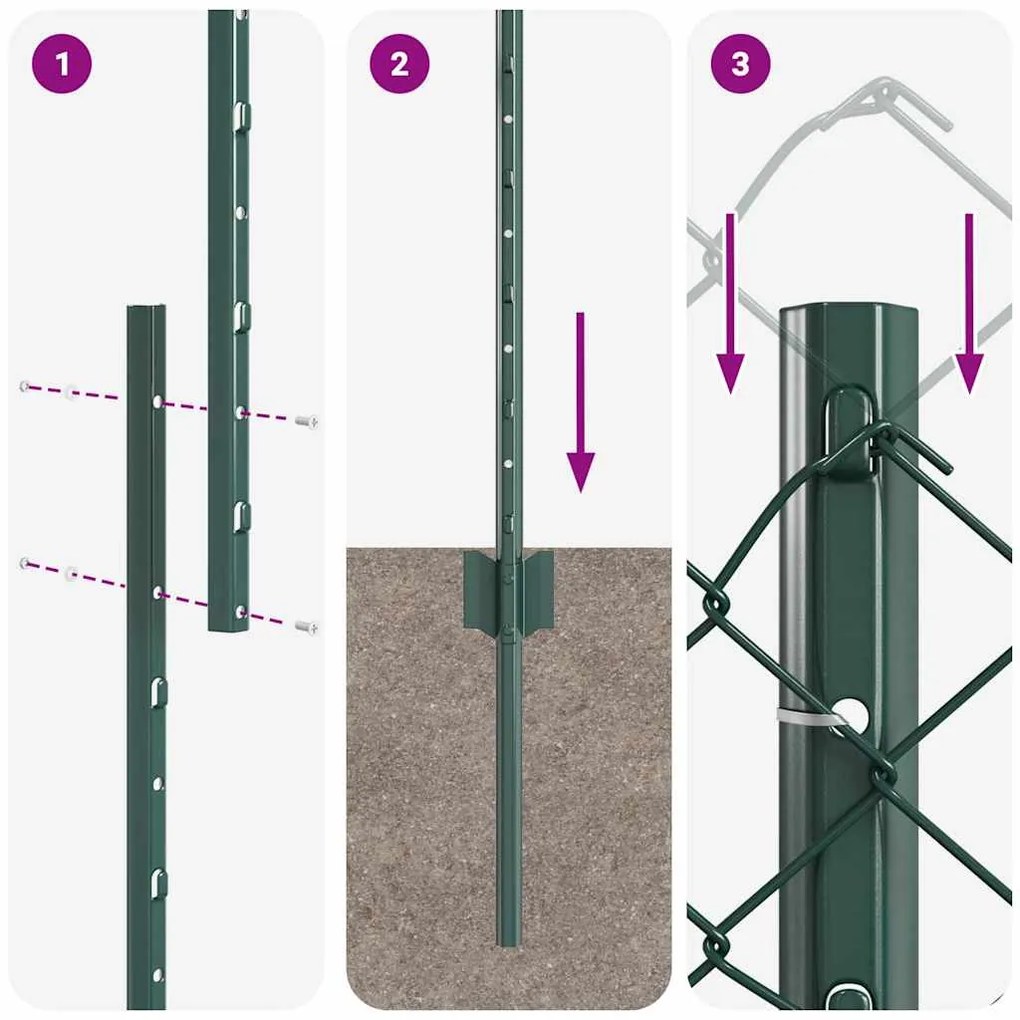 Cerca Em Malha com 10 Postes U Verde 1x10 m Aço