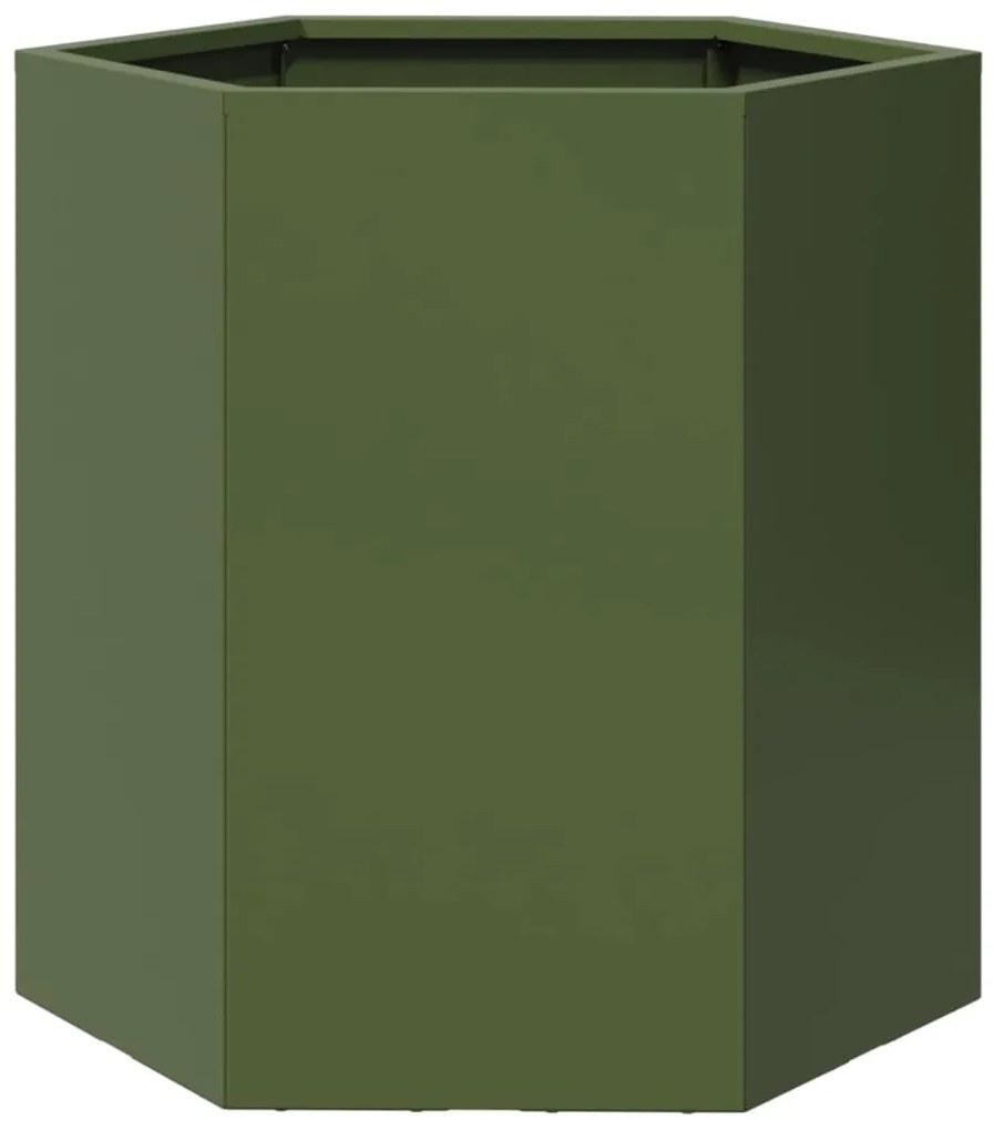 Vasos floreiras de jardim 2 pcs hexagonal 46x40x45 cm aço verde
