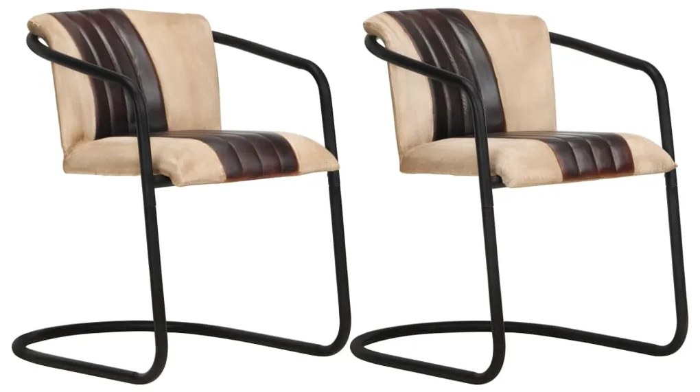 vidaXL Cadeiras de jantar 2 pcs couro genuíno castanho