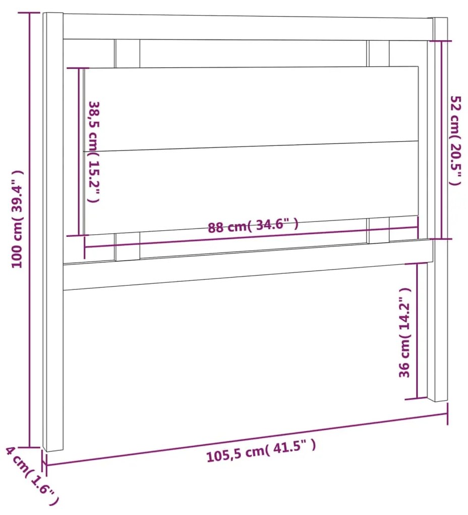 Cabeceira de cama 105,5x4x100 cm pinho maciço castanho mel