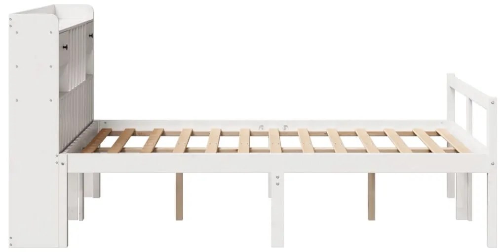 Cama com estante sem colchão 135x190 cm pinho maciço branco